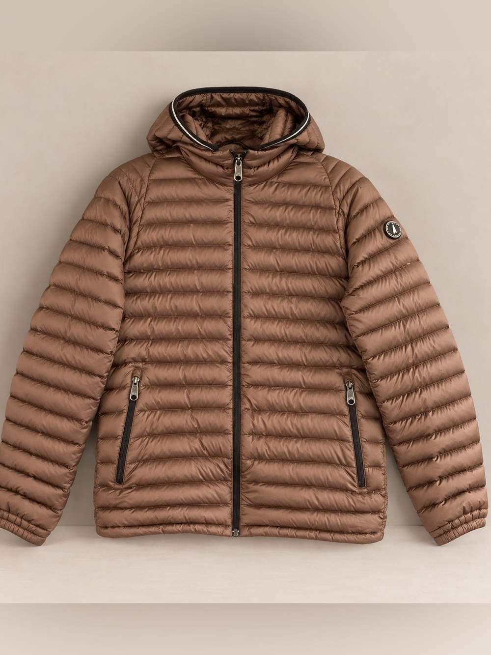 Peak Performance Brown Hooded Quilted Puffer Jacket